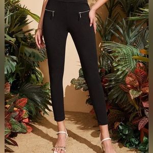 Amisu Black Elastic Skinny Pants